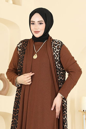 moda selvim Combined 0350ERK1158 Pattern 1 Brown - Thumbnail