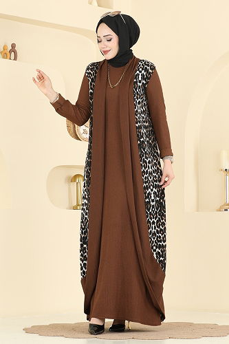 moda selvim طقم نمط 1 عسلي 0350ERK1158 - Thumbnail