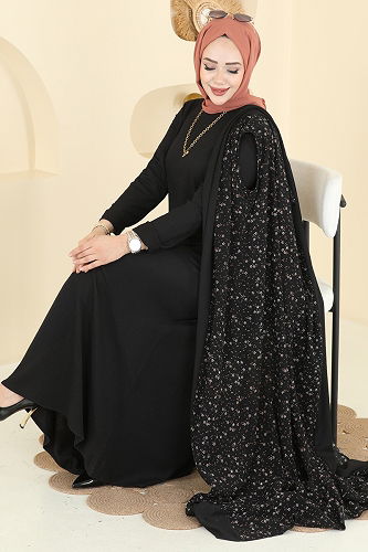 moda selvim Combined 0350ERK1158 Pattern 2 Black - Thumbnail