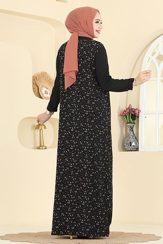 moda selvim Combined 0350ERK1158 Pattern 2 Black - Thumbnail