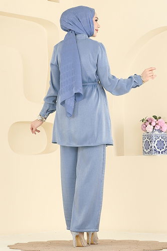 moda selvim طقم أزرق 0352ERK1158 - Thumbnail