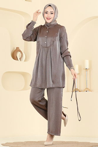 moda selvim طقم بني 0352ERK1158 - Thumbnail