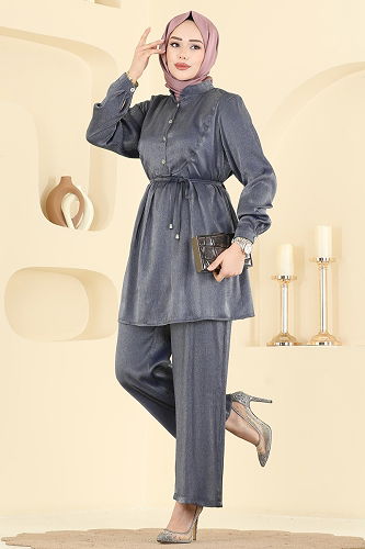 moda selvim طقم كحلي 0352ERK1158 - Thumbnail