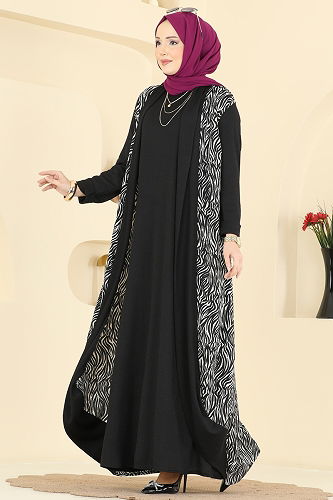 moda selvim طقم أسود 0354ERK1158 - Thumbnail