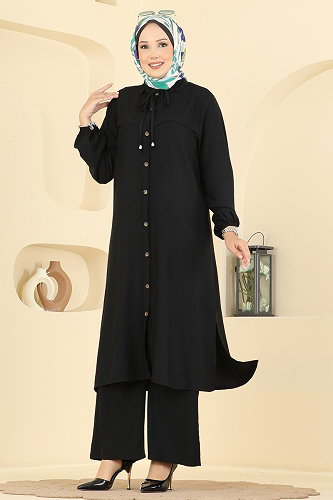 moda selvim طقم أسود 0355BG354 - Thumbnail