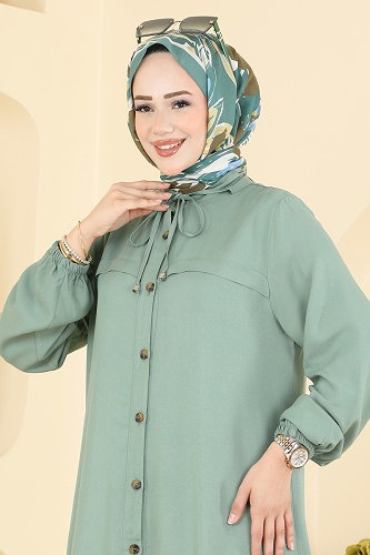moda selvim طقم أخضر باهت 0355BG354 - Thumbnail