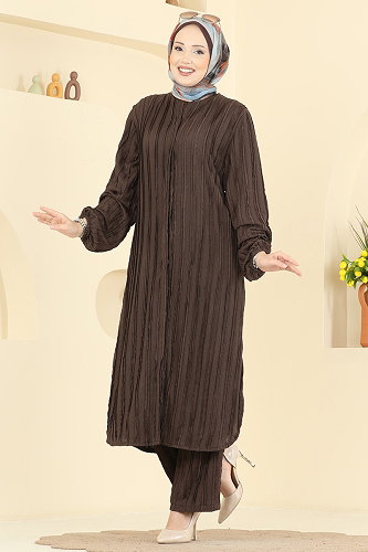 moda selvim طقم بني 0356ERK1158 - Thumbnail