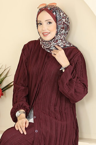 moda selvim Combined 0356ERK1158 Burgundy - Thumbnail