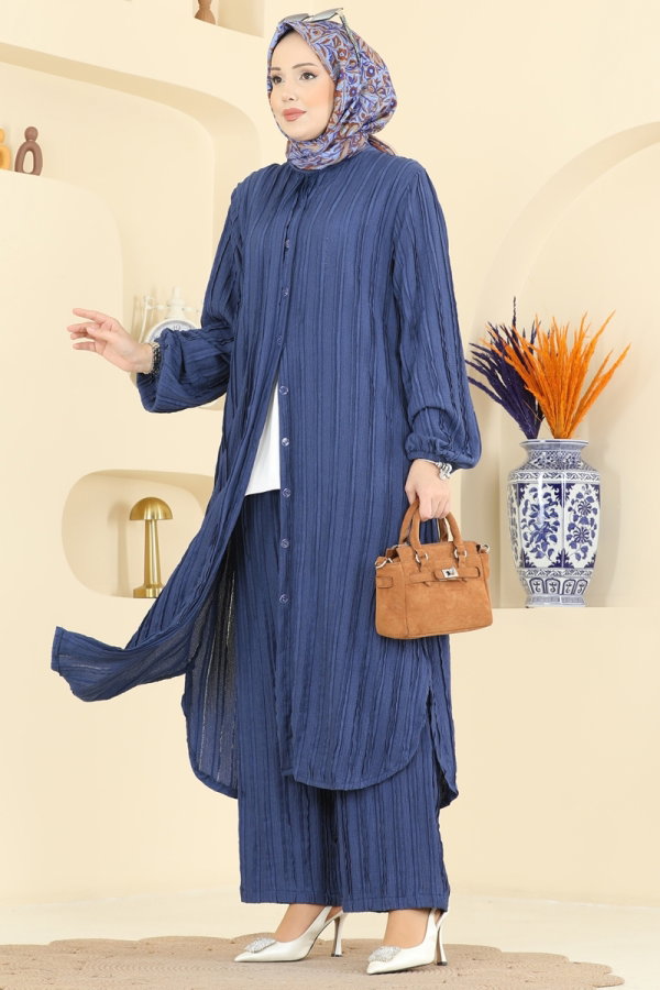 Modaselvim Hijab Combinations Combined 0356ERK1158 Indigo