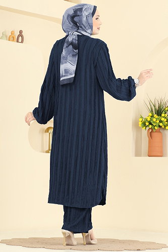 moda selvim طقم كحلي 0356ERK1158 - Thumbnail