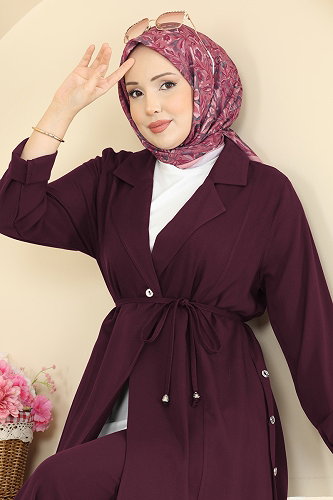 moda selvim طقم خمري 0358BG354 - Thumbnail