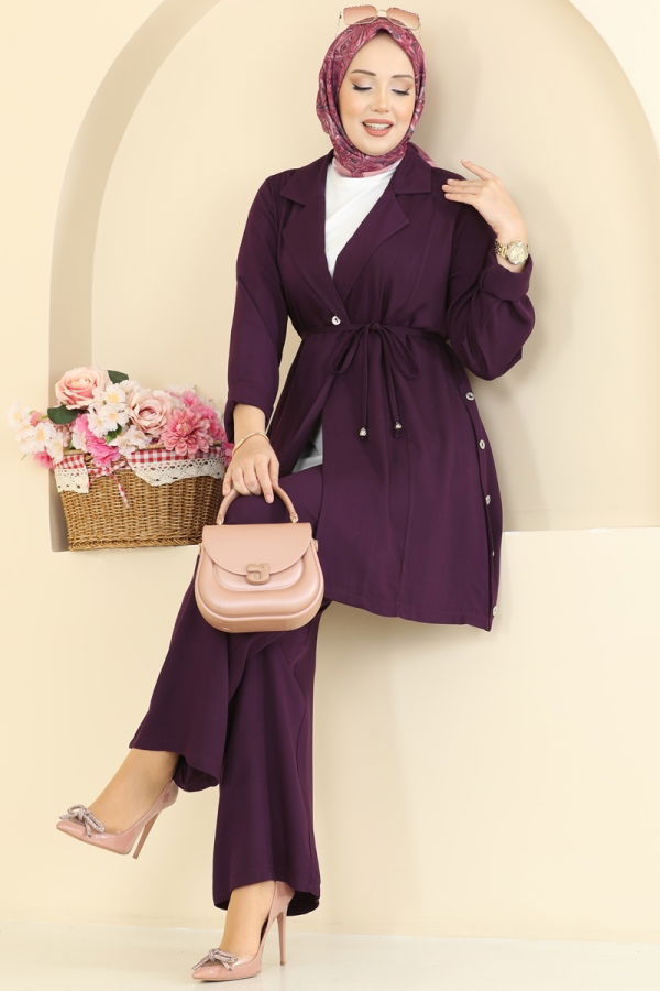Modaselvim Hijab Combinations Combined 0358BG354 Damson