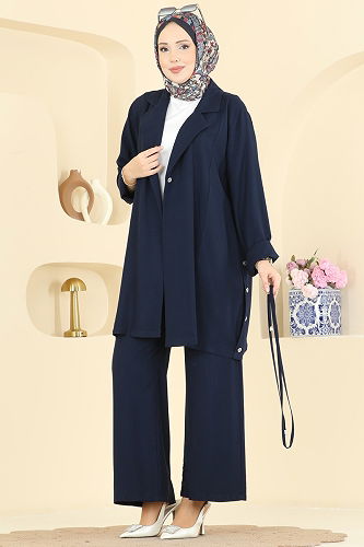 moda selvim طقم كحلي 0358BG354 - Thumbnail