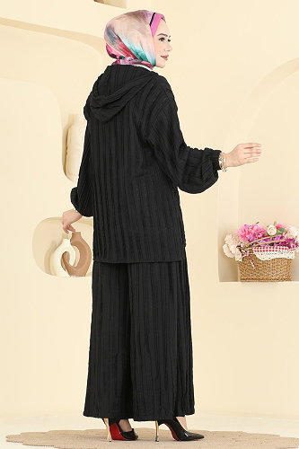 moda selvim طقم أسود 0361BG354 - Thumbnail