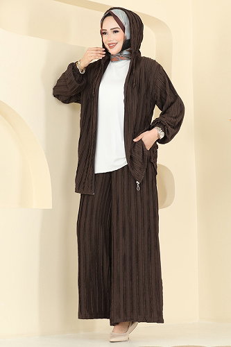 moda selvim طقم بني 0361BG354 - Thumbnail