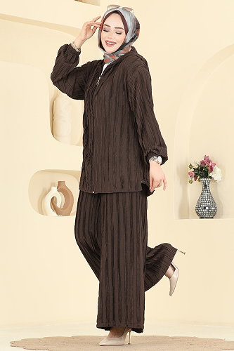 moda selvim طقم بني 0361BG354 - Thumbnail