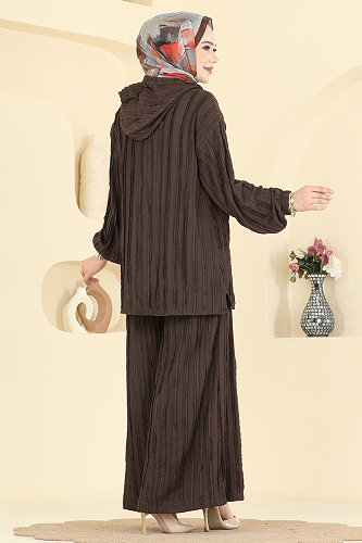 moda selvim طقم بني 0361BG354 - Thumbnail