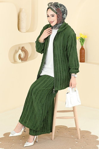 moda selvim طقم اخضر عفني 0361BG354 - Thumbnail