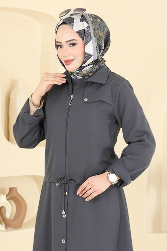 moda selvim طقم رمادي غامق 0362ERK1158 - Thumbnail