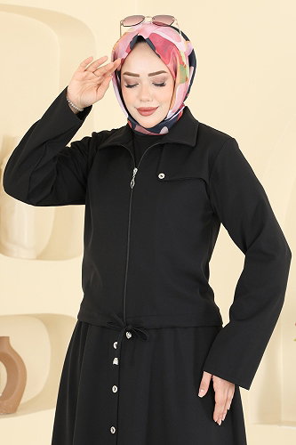moda selvim طقم أسود 0362ERK1158 - Thumbnail