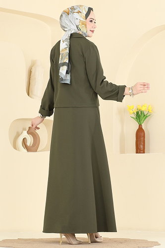moda selvim طقم اخضر عفني 0362ERK1158 - Thumbnail