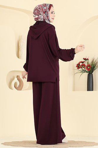 moda selvim طقم خمري 0363ERK1158 - Thumbnail