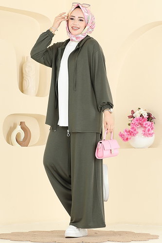 moda selvim طقم اخضر عفني 0363ERK1158 - Thumbnail