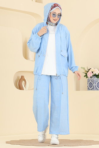 moda selvim طقم أزرق فاتح 0364ERK1158 - Thumbnail