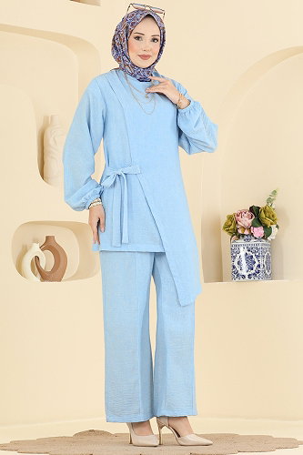 moda selvim طقم أزرق فاتح 0365ERK1158 - Thumbnail
