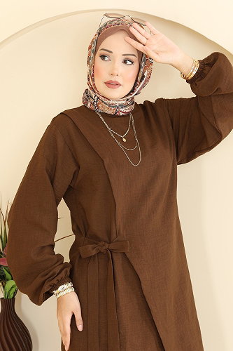 moda selvim طقم بني 0365ERK1158 - Thumbnail