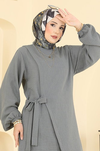 moda selvim طقم رمادي 0365ERK1158 - Thumbnail
