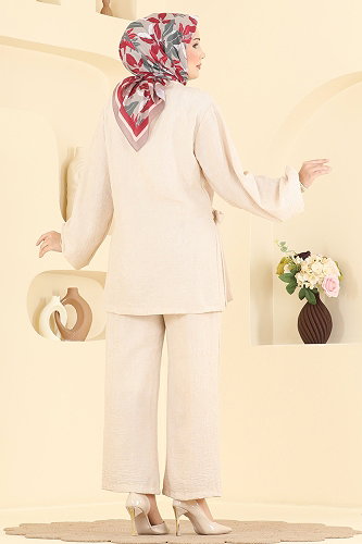 moda selvim طقم بيج 0365ERK1158 - Thumbnail