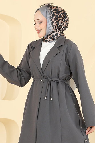 moda selvim طقم رمادي غامق 0366ERK1158 - Thumbnail
