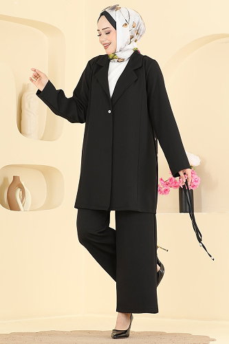 moda selvim طقم أسود 0366ERK1158 - Thumbnail