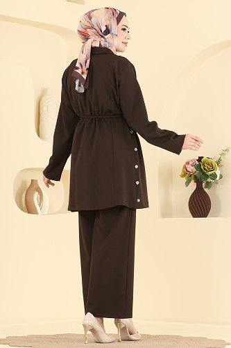 moda selvim طقم بني 0366ERK1158 - Thumbnail