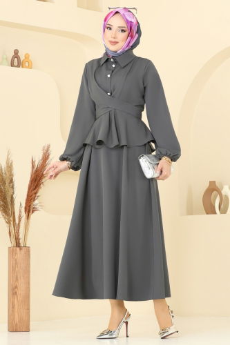 moda selvim طقم رمادي غامق 0684ALG474 - Thumbnail