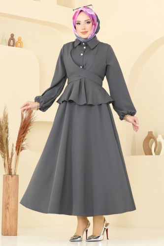 moda selvim طقم رمادي غامق 0684ALG474 - Thumbnail
