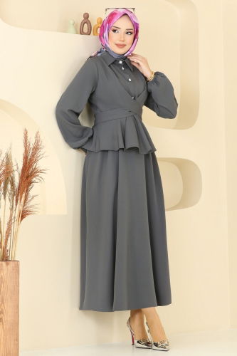 moda selvim طقم رمادي غامق 0684ALG474 - Thumbnail