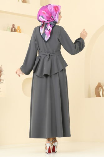 moda selvim طقم رمادي غامق 0684ALG474 - Thumbnail