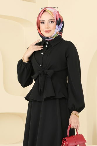 moda selvim طقم أسود 0684ALG474 - Thumbnail