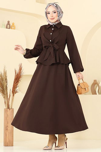 moda selvim طقم بني 0684ALG474 - Thumbnail