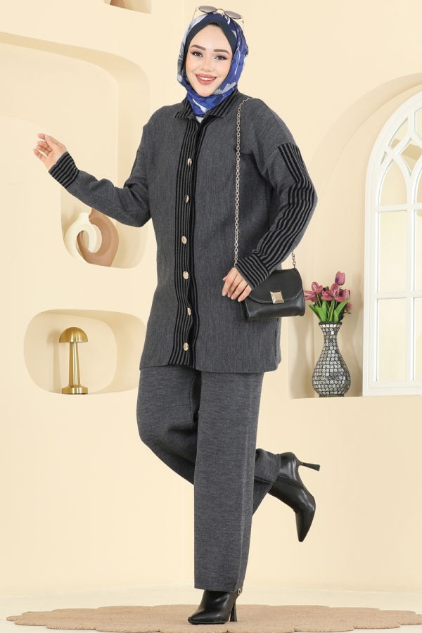 Modaselvim الاطقم طقم رمادي غامق 0690KLB1050