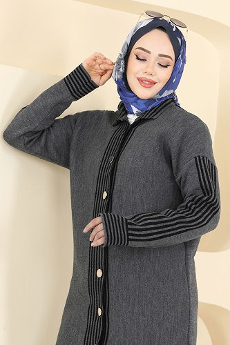 moda selvim طقم رمادي غامق 0690KLB1050 - Thumbnail