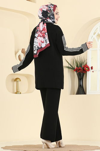 moda selvim طقم أسود 0690KLB1050 - Thumbnail