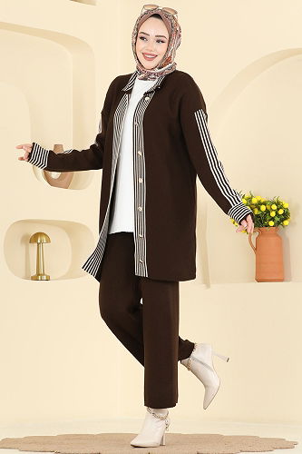 moda selvim طقم بني 0690KLB1050 - Thumbnail