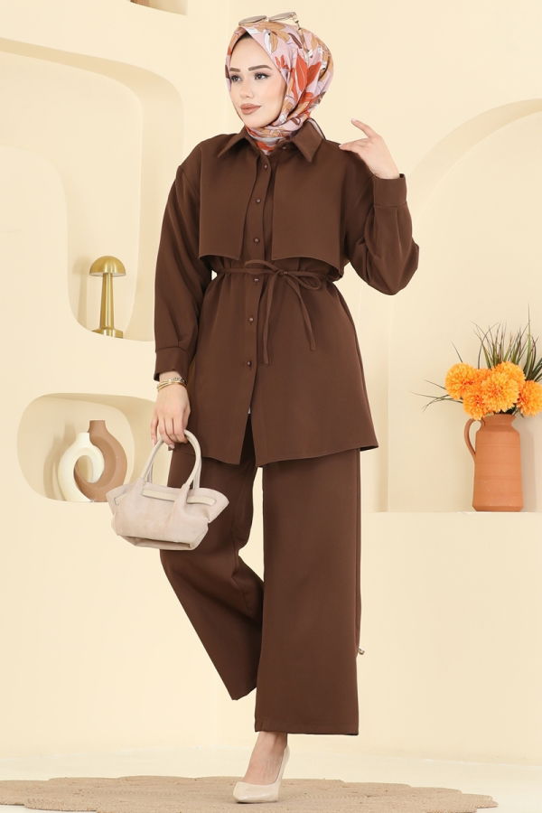 Modaselvim Hijab Combinations Combined 0844LVA1173 Bitter Brown