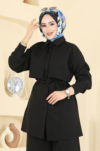 moda selvim طقم أسود 0844LVA1173 - Thumbnail