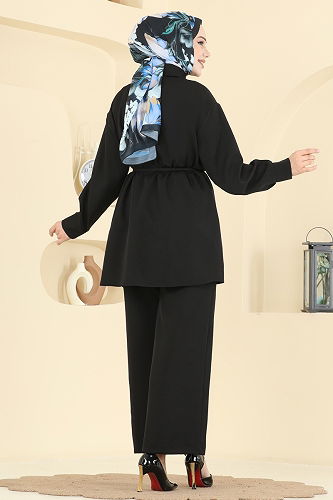 moda selvim طقم أسود 0844LVA1173 - Thumbnail