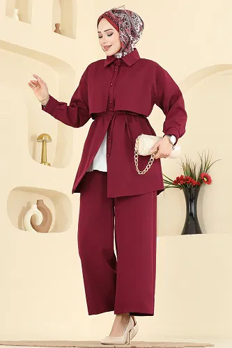 moda selvim Combined 0844LVA1173 Burgundy - Thumbnail