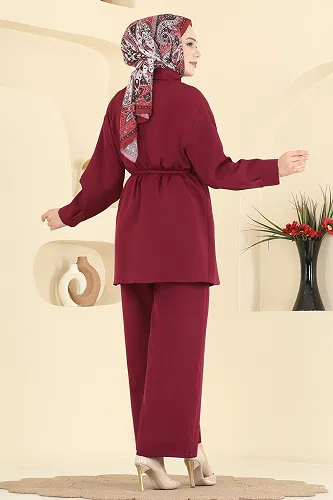 moda selvim Combined 0844LVA1173 Burgundy - Thumbnail